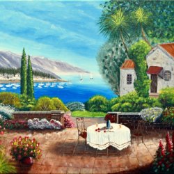 Mediterranean Breeze by Cafe Scene, Decorative, Seascape