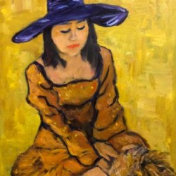 A girl in yellow dress by Contemporary, Decorative, 