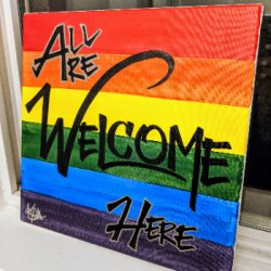 Classic Rainbow Welcome Sign 12x12 by Decorative, Inspirational, Youth